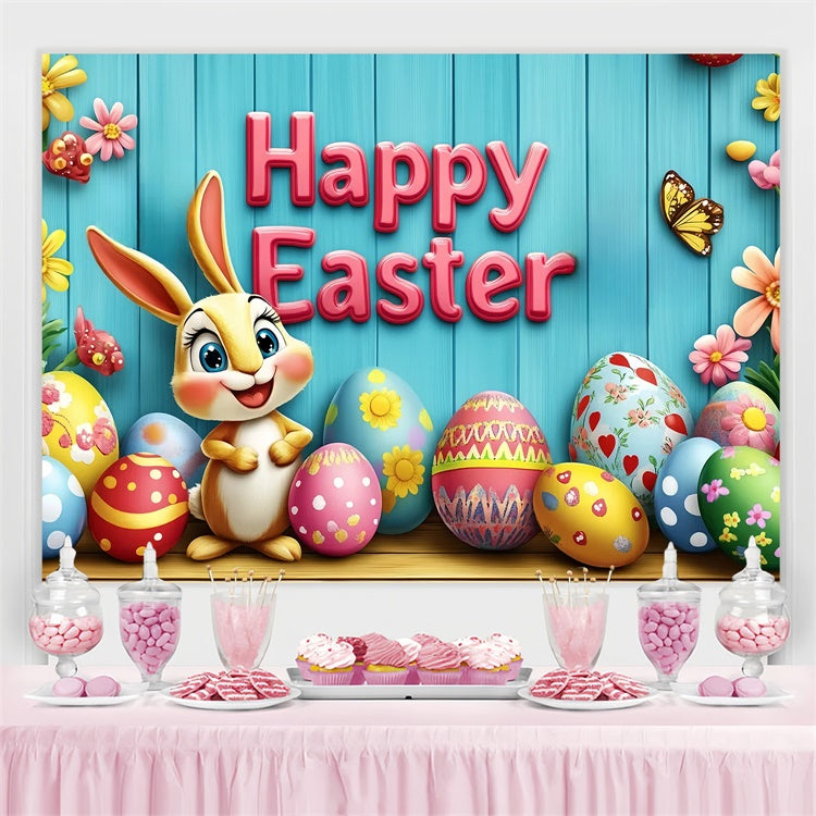 Toile de fond Déco Pâques Lapin Dessin Animé Œuf Joyeux Personnalisée GQ3-209