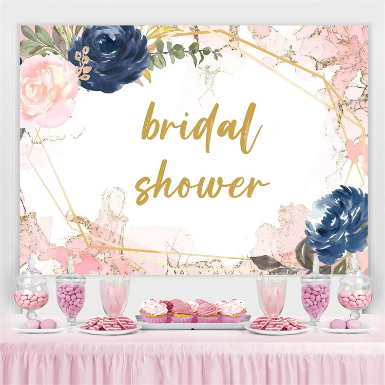 Toile de fond Bridal Shower Personnalisable Élégantes Fleurs Aquarelle GQ3-218