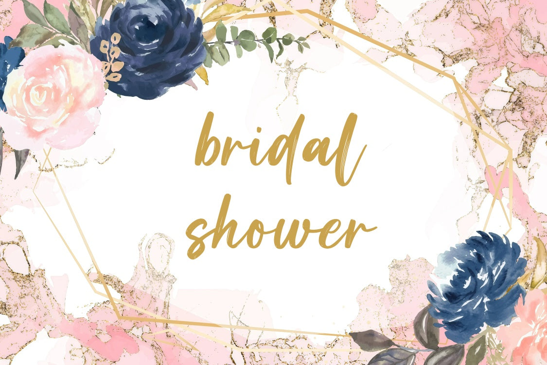 Toile de fond Bridal Shower Personnalisable Élégantes Fleurs Aquarelle GQ3-218