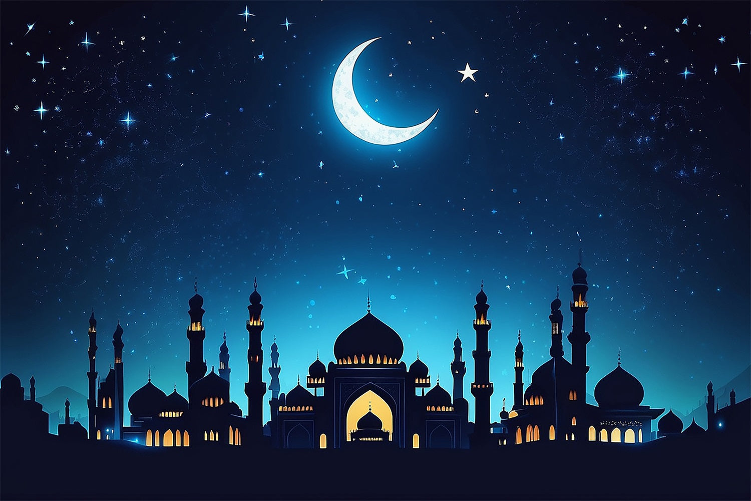 Toile de fond Ramadan Mubarak Palais Lumineux Croissant GQ3-22