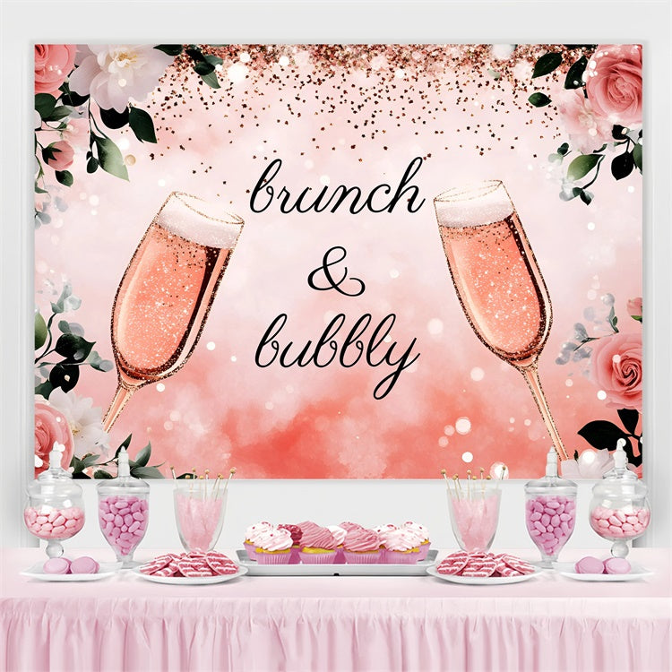 Toile de fond Mariage Personnalisable Champagne Étincelant Rose GQ3-222