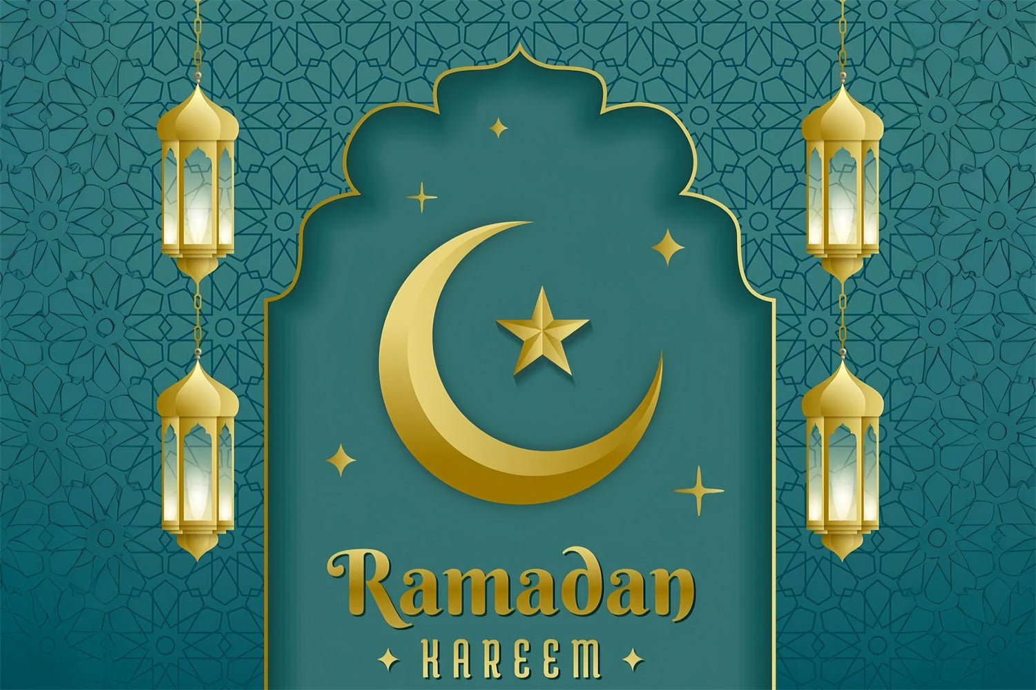 Toile de fond Ramadan Arche Élégante Croissant Lanterne GQ3-23
