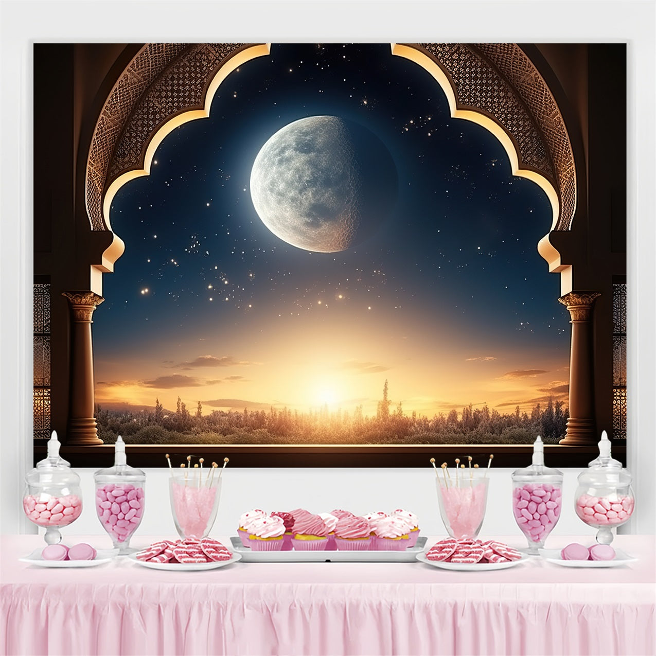 Toile de fond Ramadan Arche Majestueuse au Clair de Lune GQ3-25