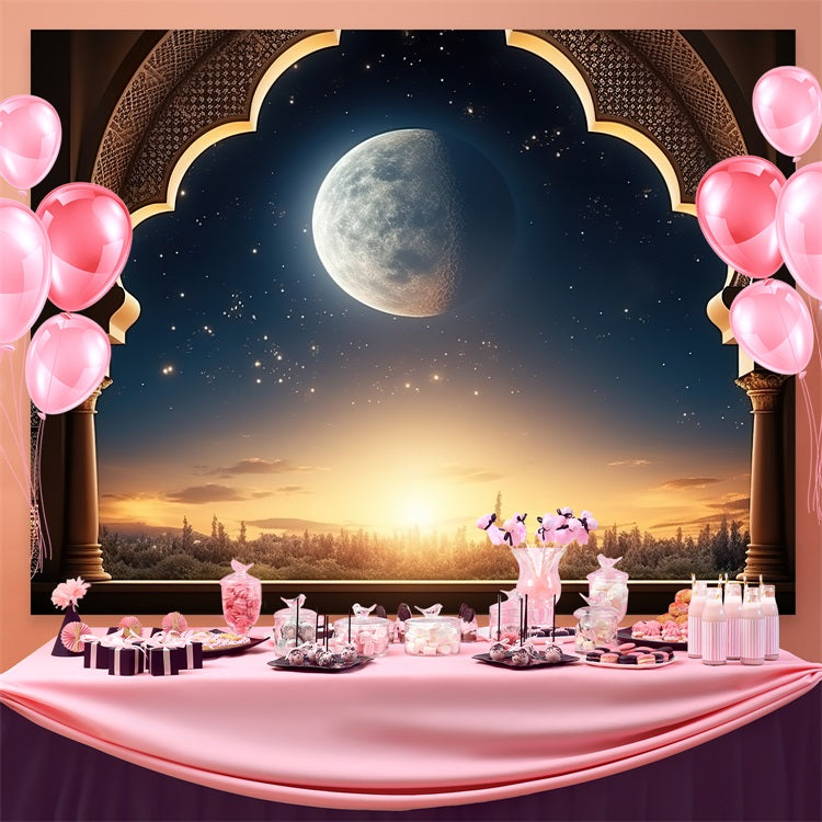 Toile de fond Ramadan Arche Majestueuse au Clair de Lune GQ3-25