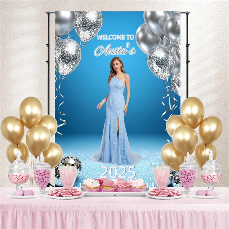 Toile de fond de bal Ballon argenté glamour personnalisé GQ3-250