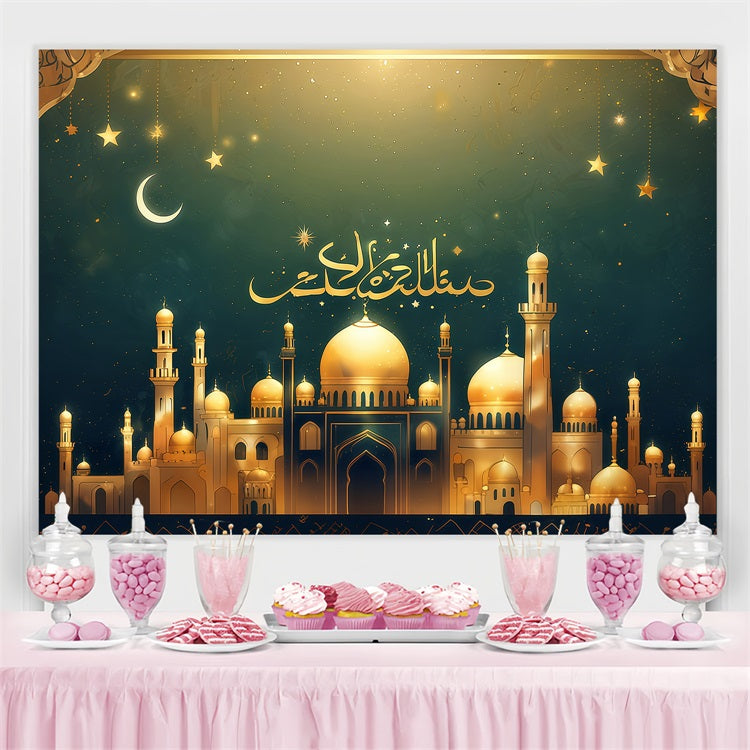 Toile de fond Ramadan Croissant Doré au-dessus de la Mosquée GQ3-27