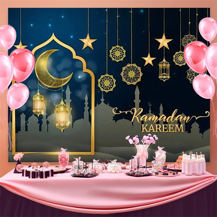 Toile de fond Ramadan Mubarak Ornements Suspendus Croissant GQ3-38