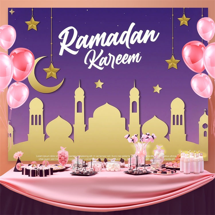 Toile de fond Ramadan Crépuscule Pourpre Croissant Célébration GQ3-39