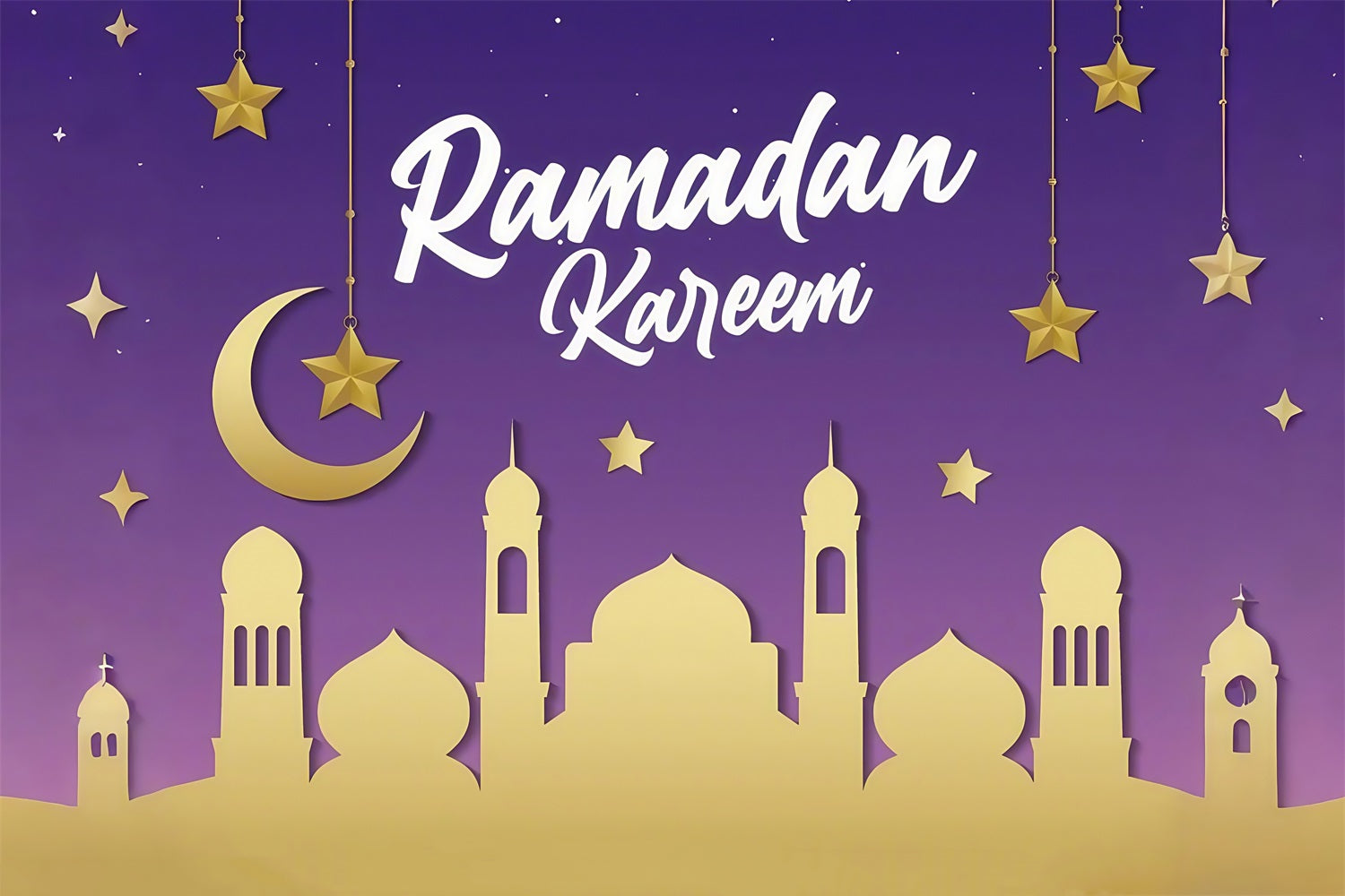 Toile de fond Ramadan Crépuscule Pourpre Croissant Célébration GQ3-39