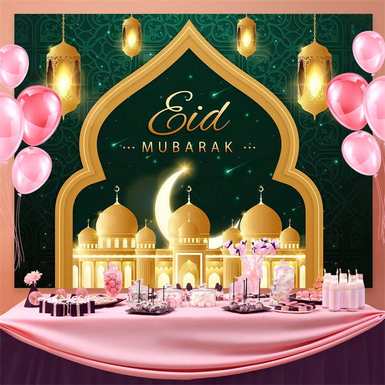 Toile de fond Eid Mubarak Eid Vert Doré Opulent GQ3-66