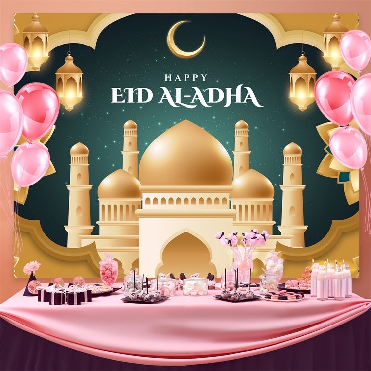 Toile de fond Eid Mubarak Eid Vert Doré Luxueux GQ3-79