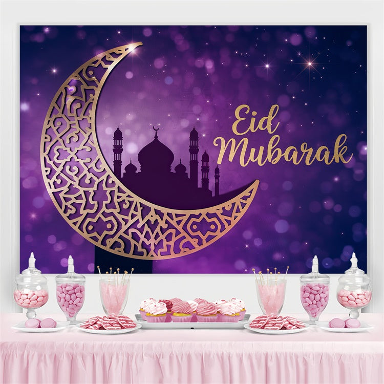 Toile de fond Eid Mubarak Célébration Étoilée Pourpre Royale GQ3-83