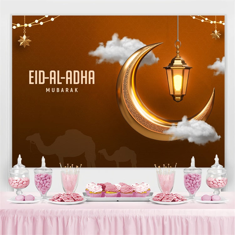 Toile de fond Eid Mubarak Nuit du Désert Silhouette de Chameau GQ3-95