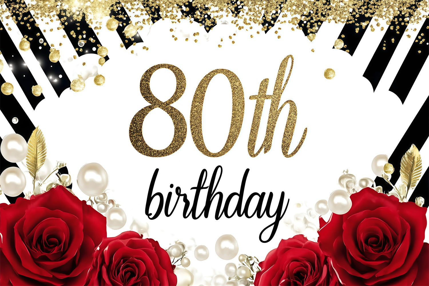 Toile de fond Deco Anniversaire Personnalisé Perle Rose 80ème Fête GQ4-1