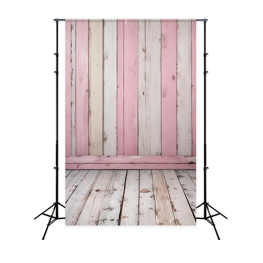 Toile de fond Sol Bois Pièce Rose Blanc GQ4-104