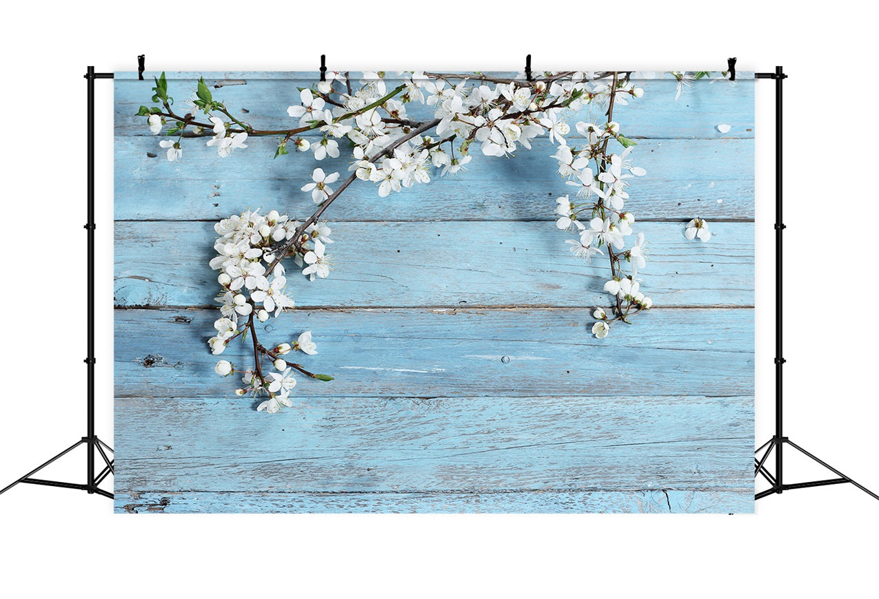 Toile de fond Bois Rustique Bleu Floral GQ4-117