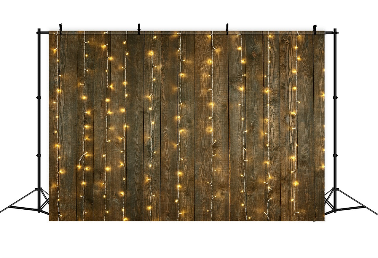 Toile de fond Bois Foncé Guirlandes Lumineuses Chaudes GQ4-128