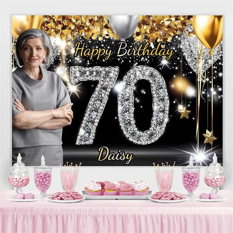 Toile de fond Anniversaire Personnalisée Ballons Étincelants GQ4-14