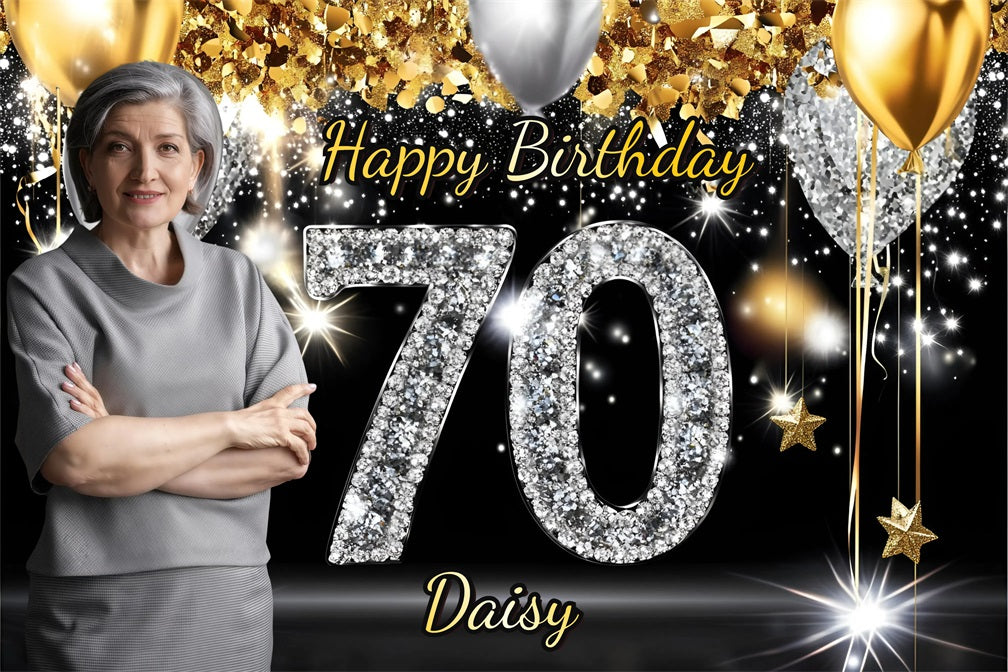 Toile de fond Anniversaire Personnalisée Ballons Étincelants GQ4-14