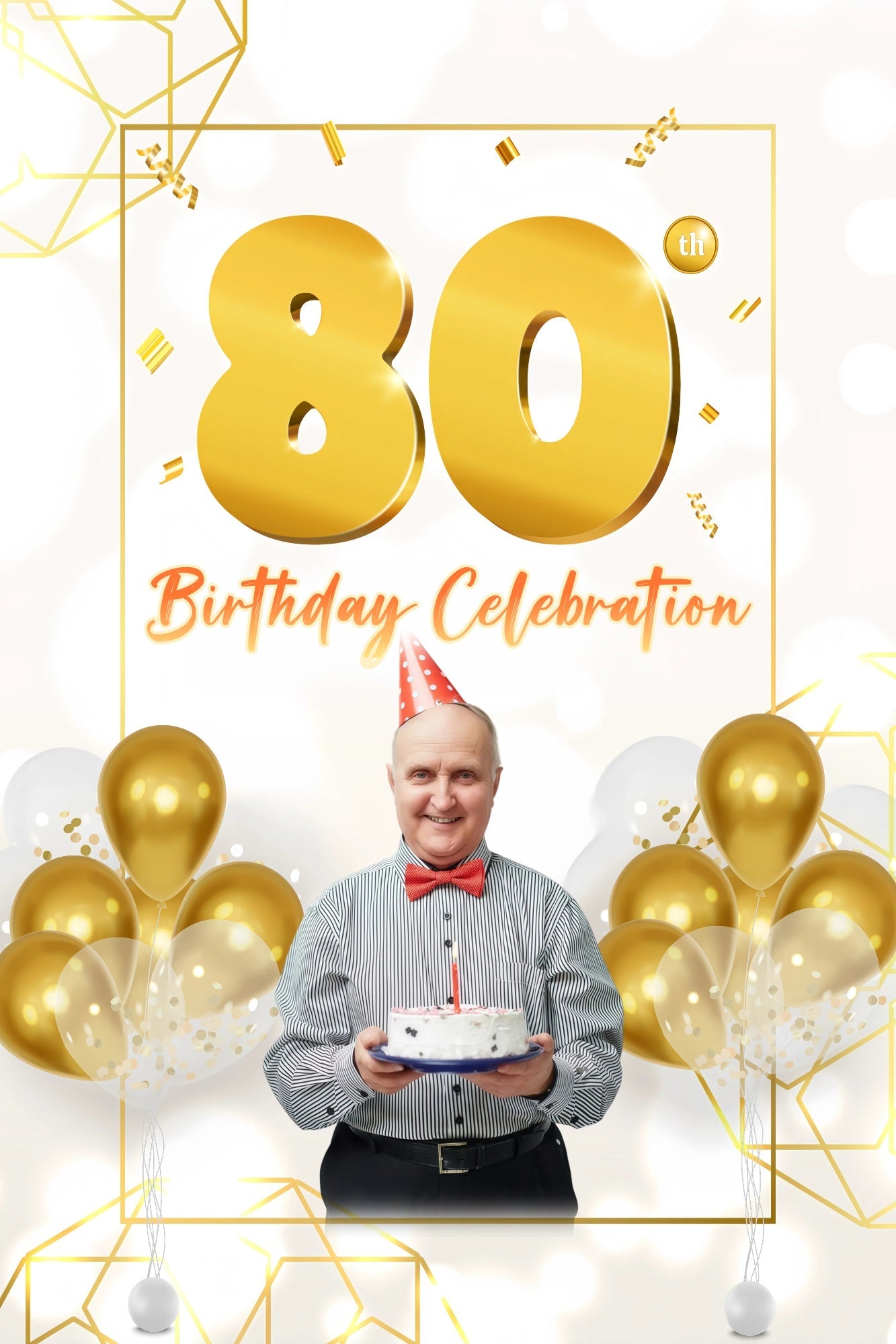 Toile de fond Anniversaire Personnalisable Fête Ballons 80 Ans GQ4-19