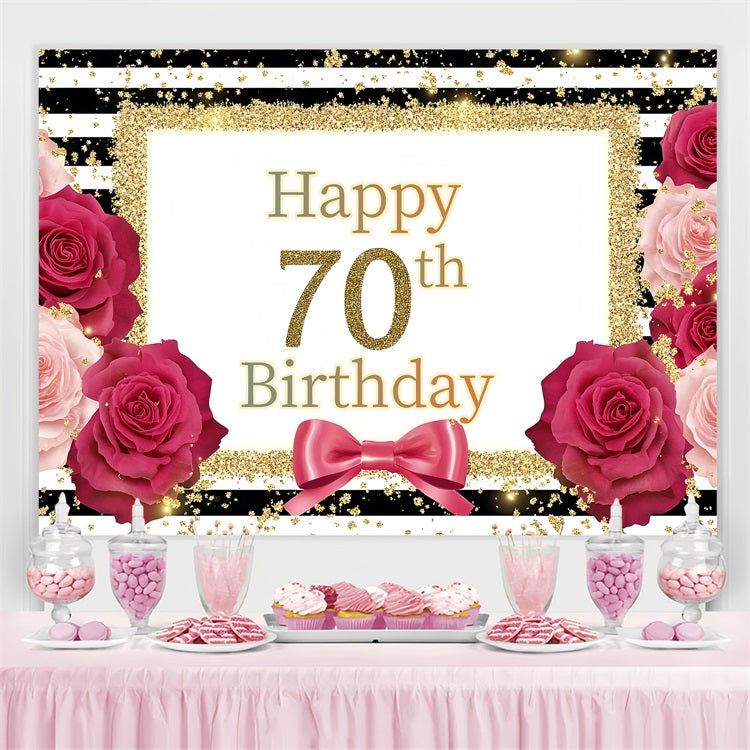 Toile de fond Deco Anniversaire Personnalisé Cadre Rayé Floral Paillettes GQ4-2