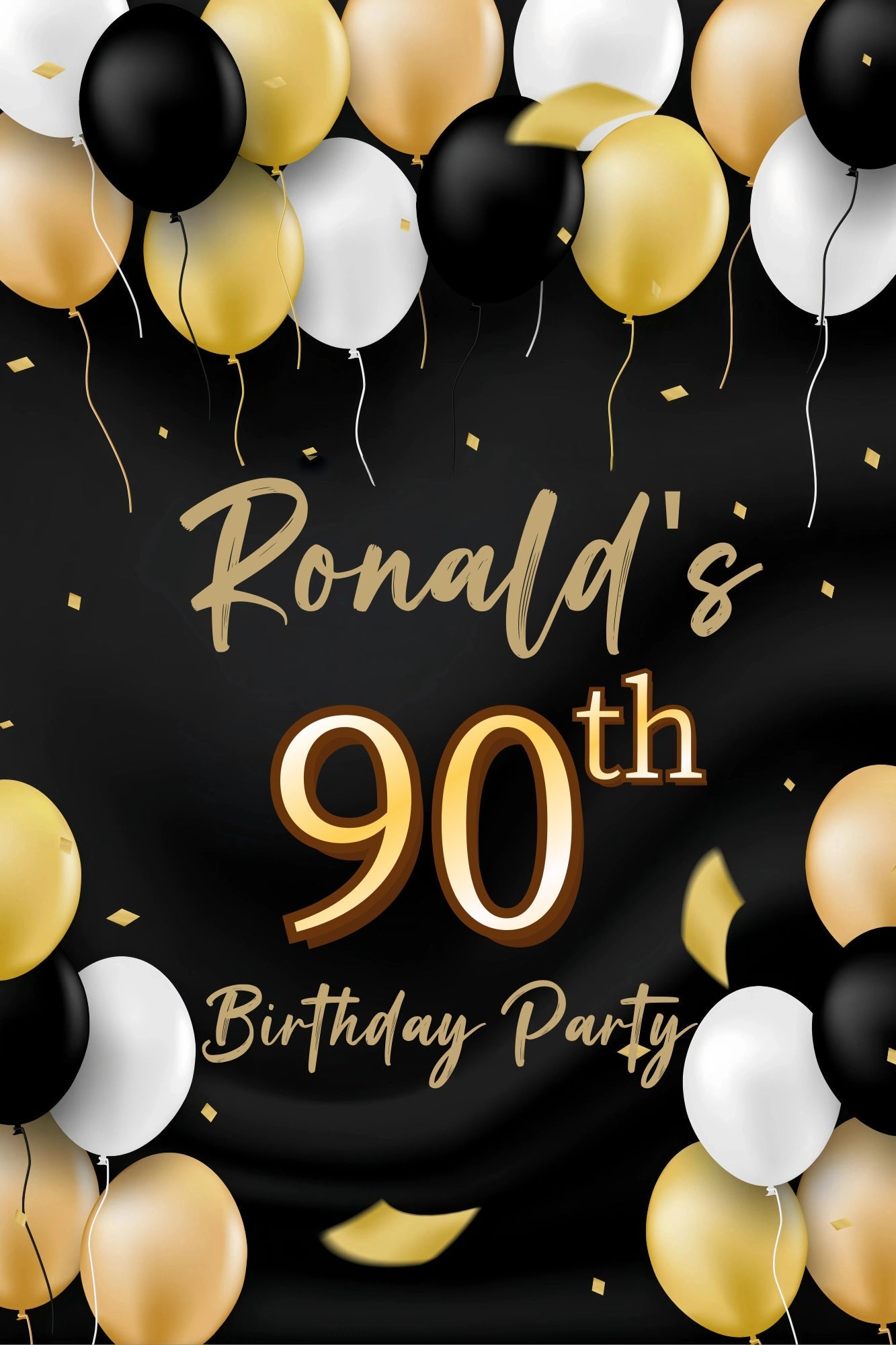 Toile de fond Anniversaire Personnalisée Ballons Fête 90 Ans GQ4-20