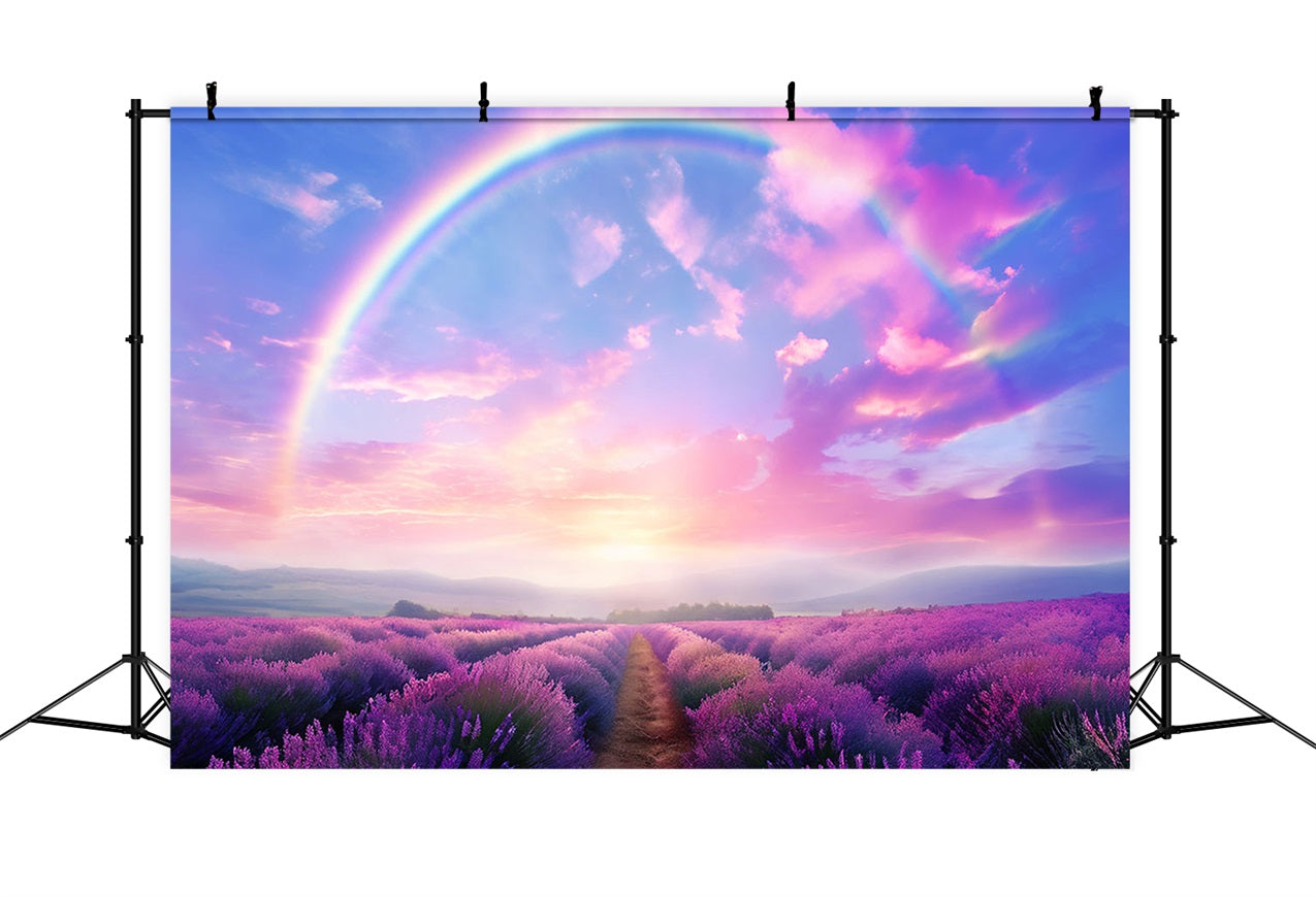 Toile de fond Fleurs Violettes Champ Lavande Arc-en-Ciel GQ4-23