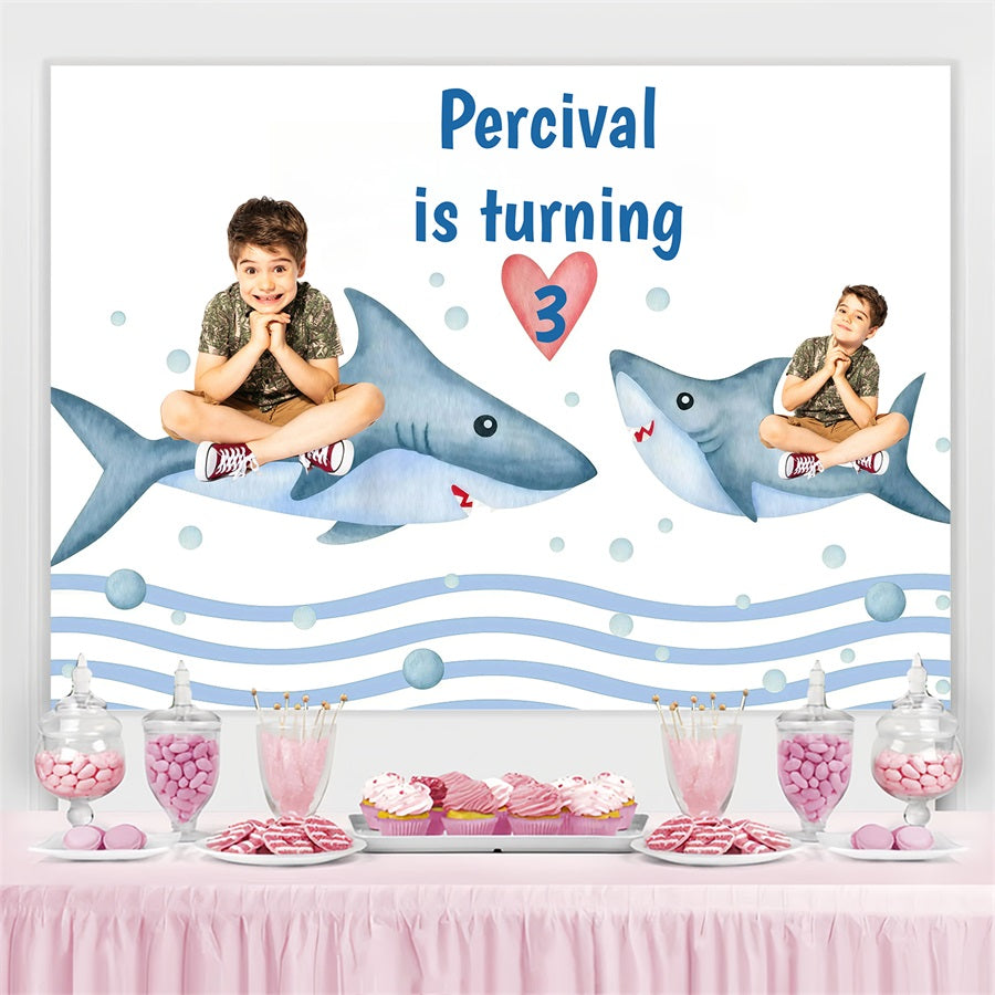 Toile de fond Anniversaire Personnalisable Fête Requin Amusante GQ4-231