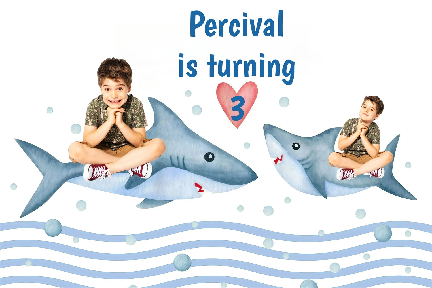 Toile de fond Anniversaire Personnalisable Fête Requin Amusante GQ4-231