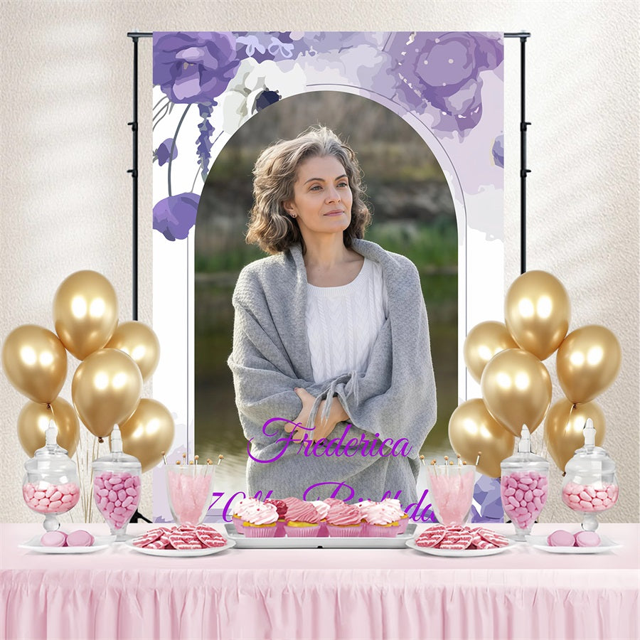 Toile de fond Photo Anniversaire Personnalisable Fleurs 70e Fête GQ4-240