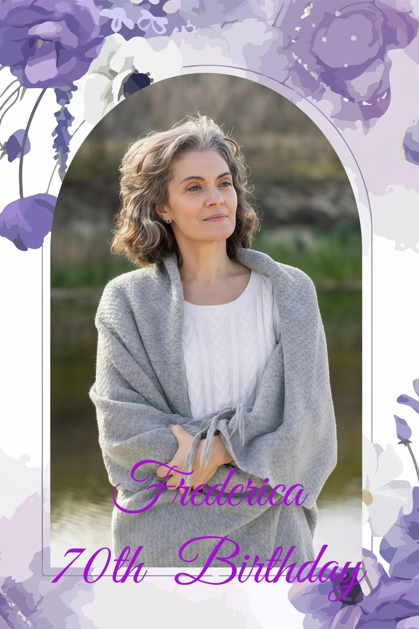 Toile de fond Photo Anniversaire Personnalisable Fleurs 70e Fête GQ4-240