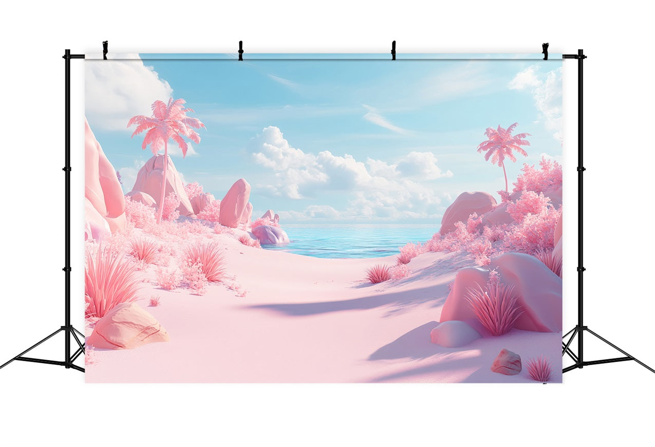 Toile de fond Été Paradis Rose Nuage Plage GQ4-250
