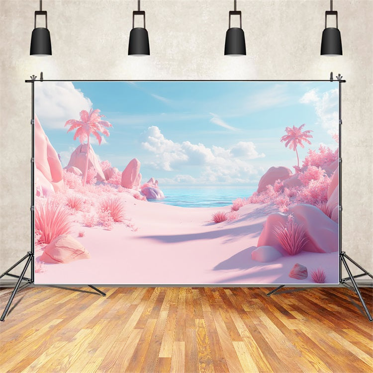 Toile de fond Été Paradis Rose Nuage Plage GQ4-250