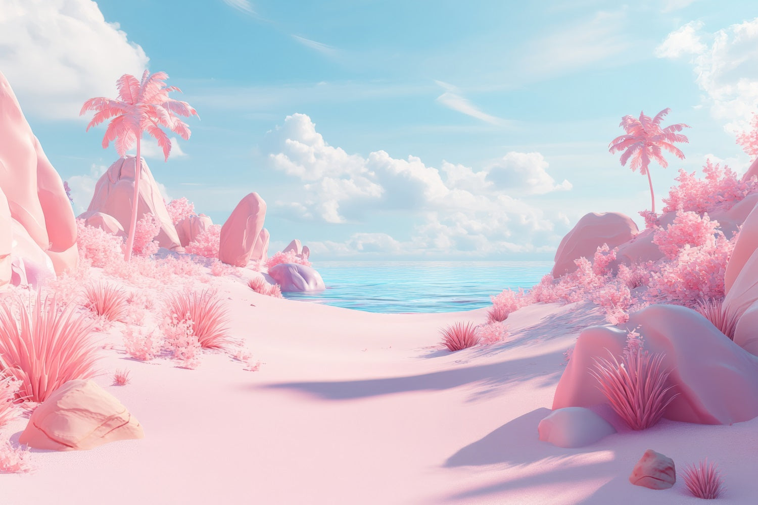 Toile de fond Été Paradis Rose Nuage Plage GQ4-250