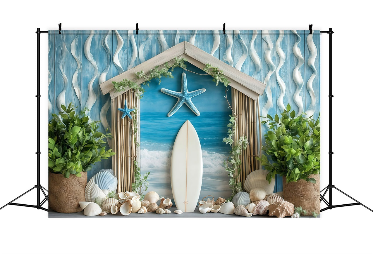 Toile de fond de Plage Été Coquillages Côtiers Surf GQ4-253