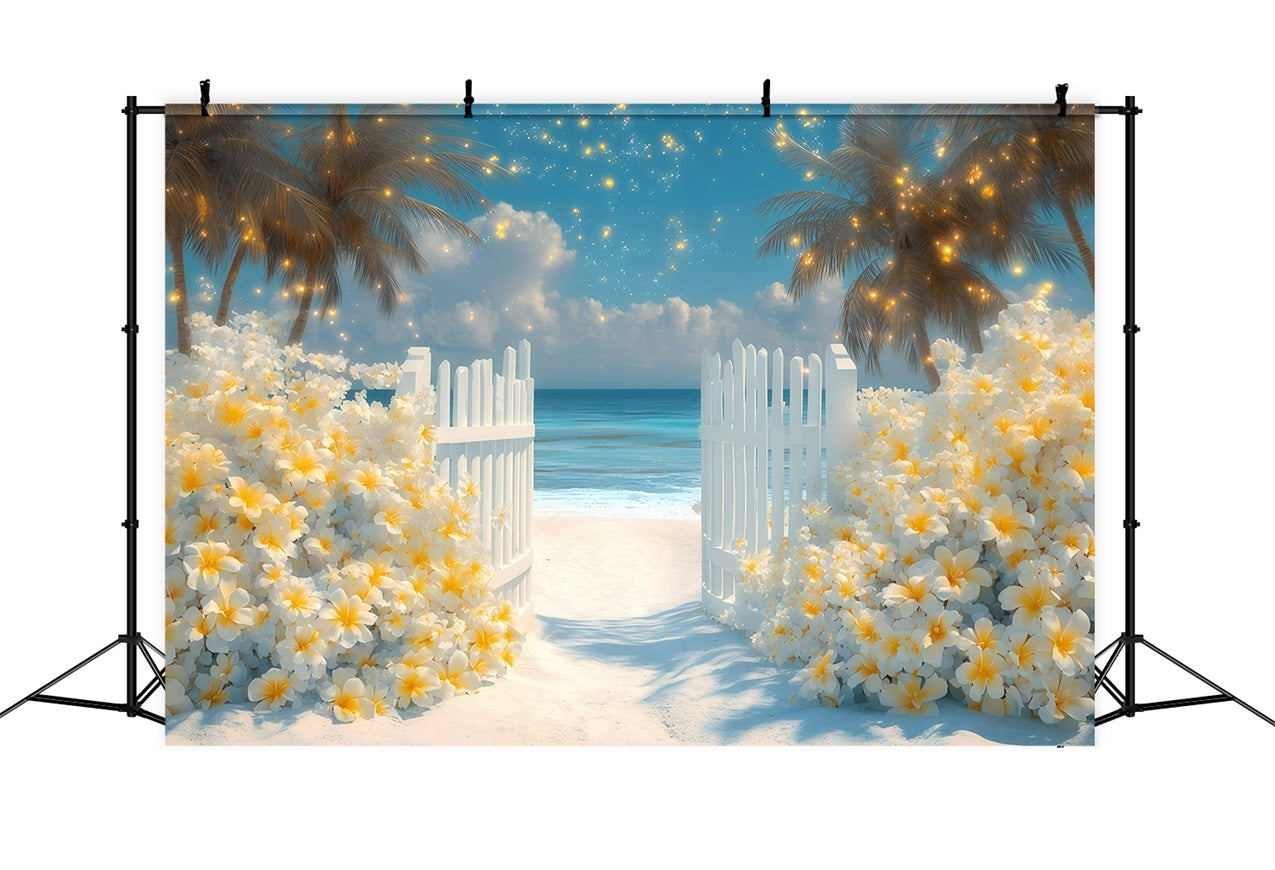 Toile de fond Été Fleurs Tropicales Bord de Mer GQ4-268