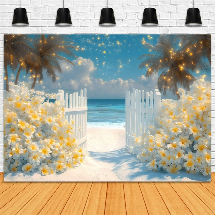 Toile de fond Été Fleurs Tropicales Bord de Mer GQ4-268