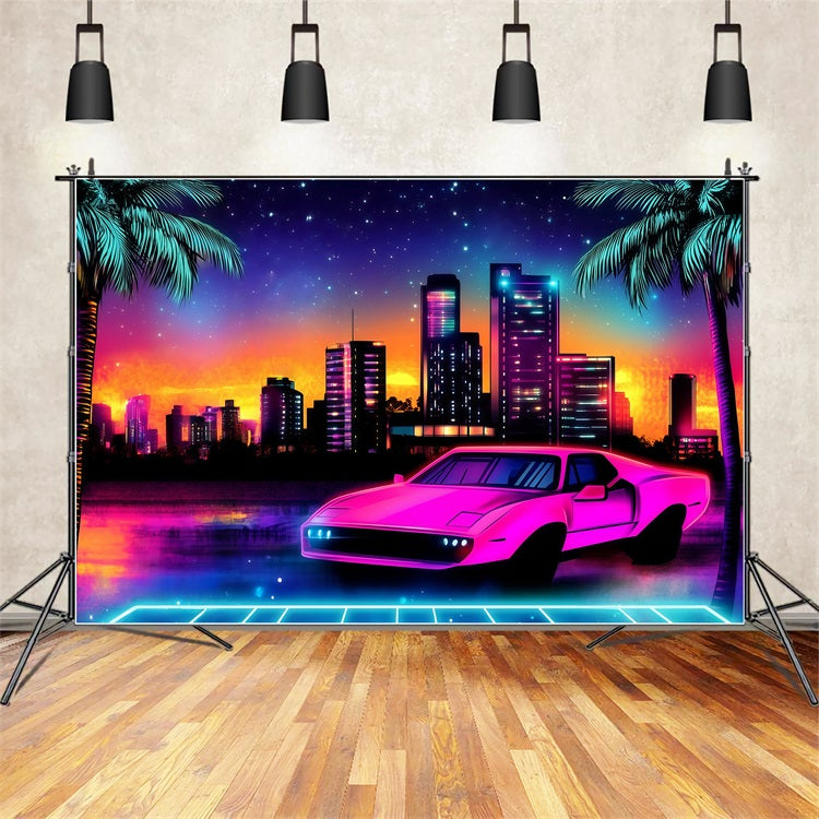 Toile de fond Été Voiture Glow City Tropicale GQ4-270