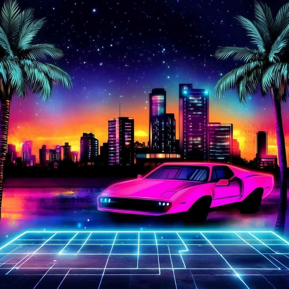 Toile de fond Été Voiture Glow City Tropicale GQ4-270