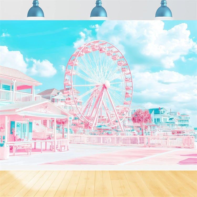 Toile de fond de Plage Été Grande Roue Côtière GQ4-275