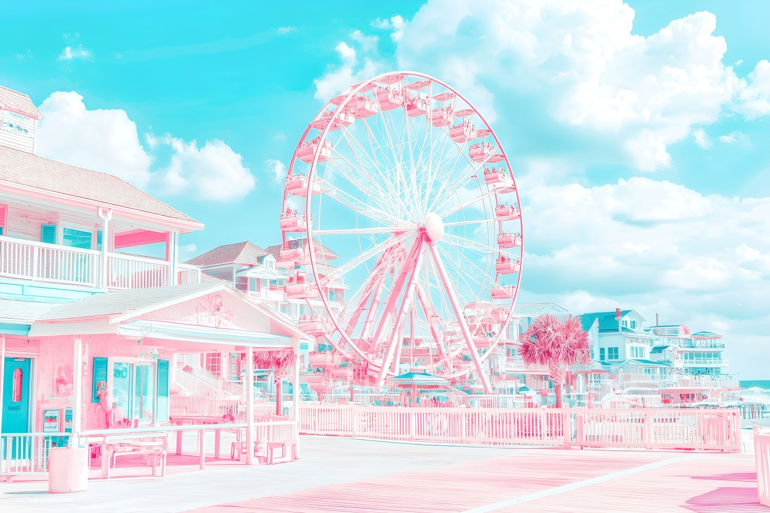 Toile de fond de Plage Été Grande Roue Côtière GQ4-275