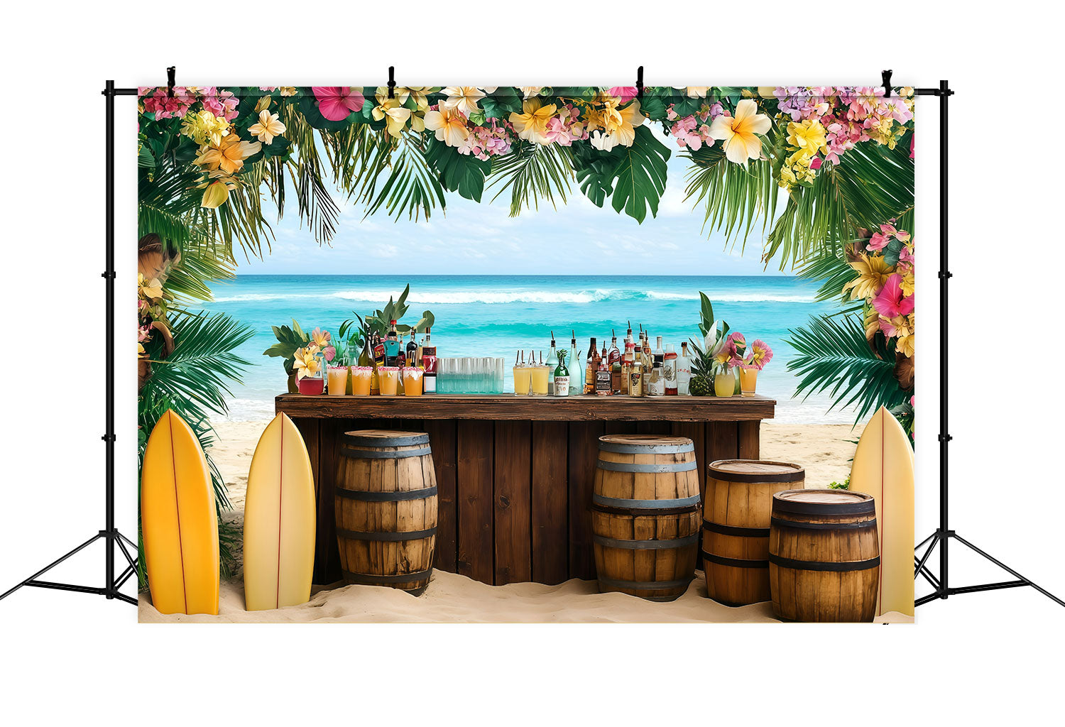 Toile de fond de Plage Été Tiki Bar Floral GQ4-283