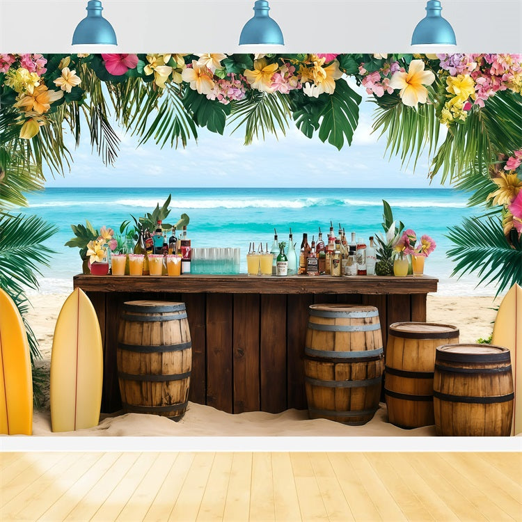 Toile de fond de Plage Été Tiki Bar Floral GQ4-283