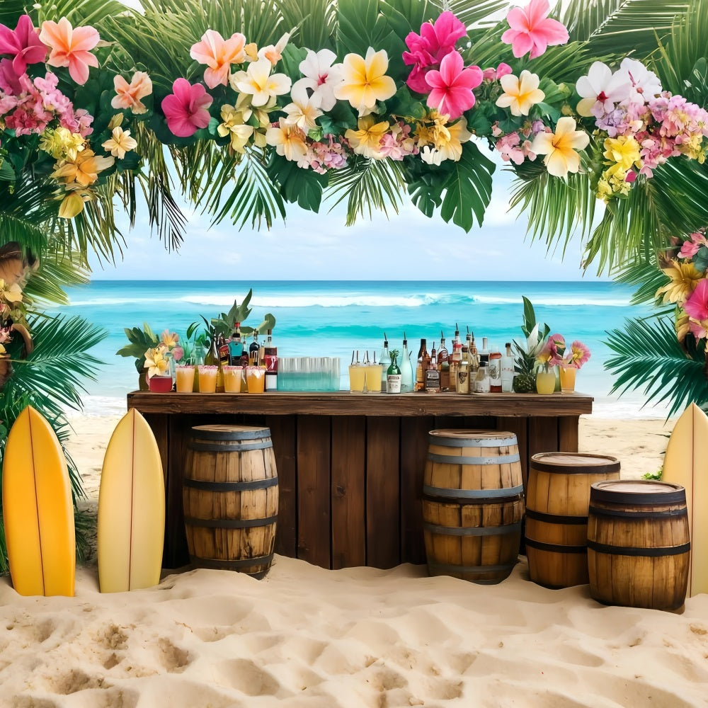 Toile de fond de Plage Été Tiki Bar Floral GQ4-283