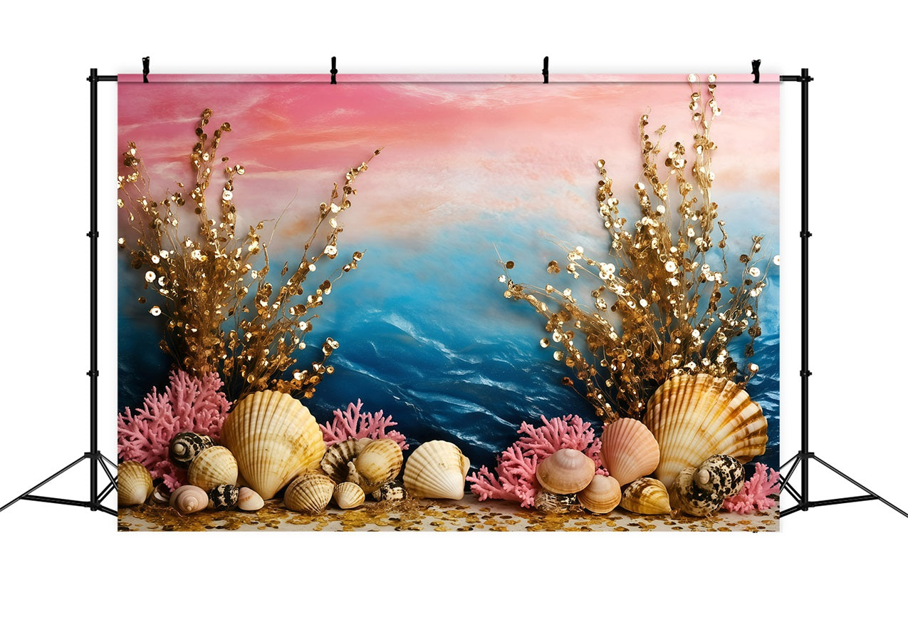 Toile de fond Été Coquillages Corail Océan GQ4-284