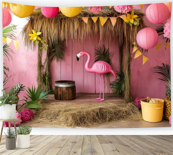 Toile de fond Été Fête Flamant Rose Tropicale GQ4-285