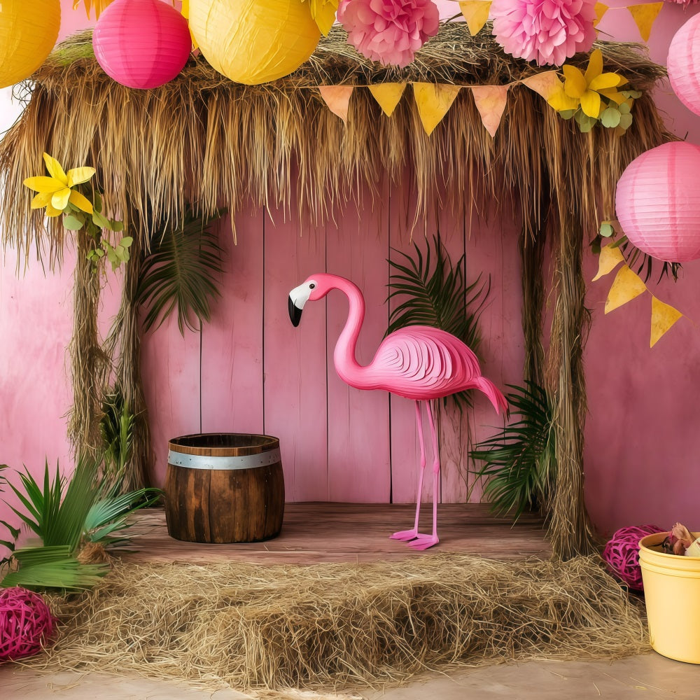 Toile de fond Été Fête Flamant Rose Tropicale GQ4-285