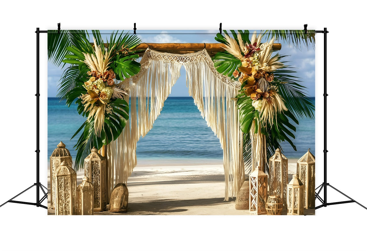 Toile de fond de Plage Été Arch Boho Mariage Côtier GQ4-286