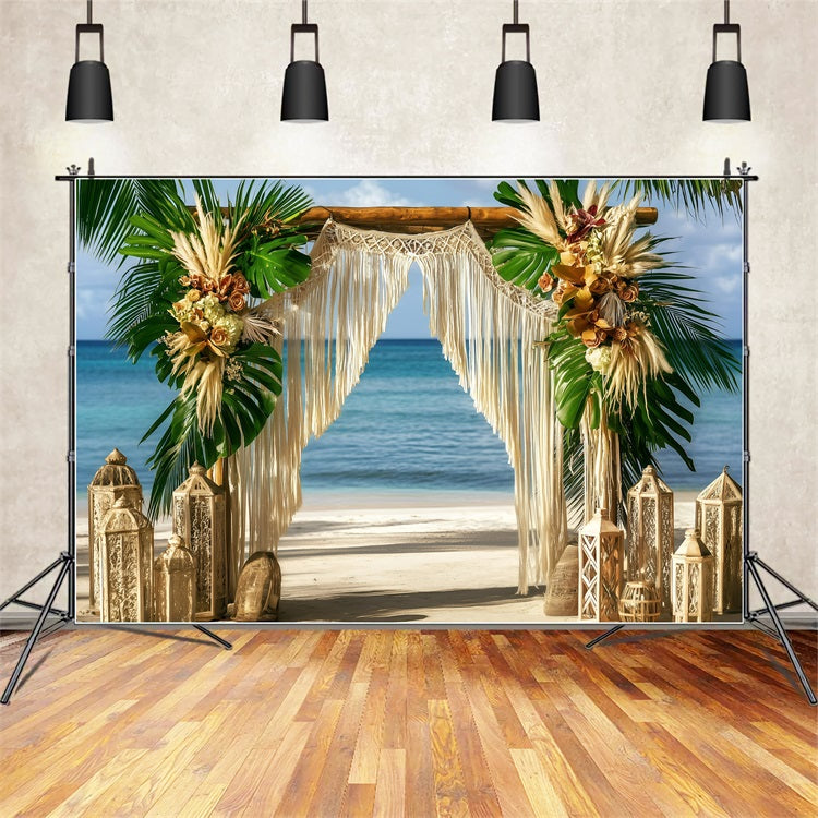 Toile de fond de Plage Été Arch Boho Mariage Côtier GQ4-286