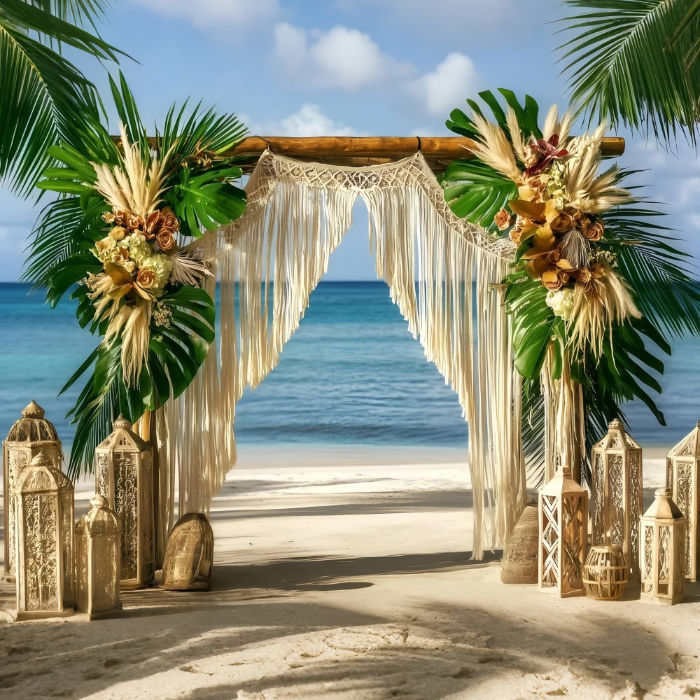 Toile de fond de Plage Été Arch Boho Mariage Côtier GQ4-286